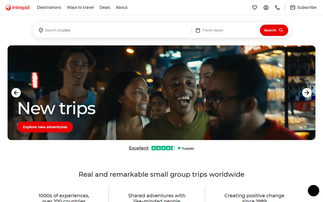 Intrepid Travel homepage