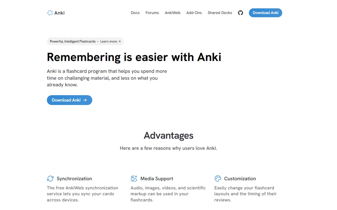 Anki homepage