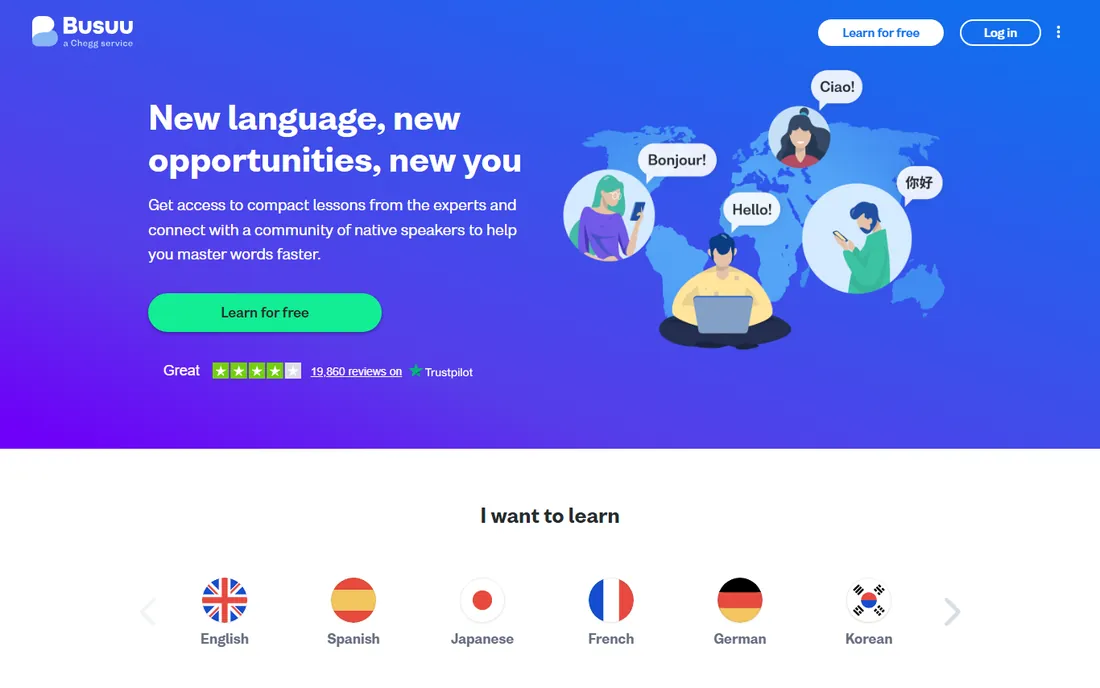 Busuu homepage