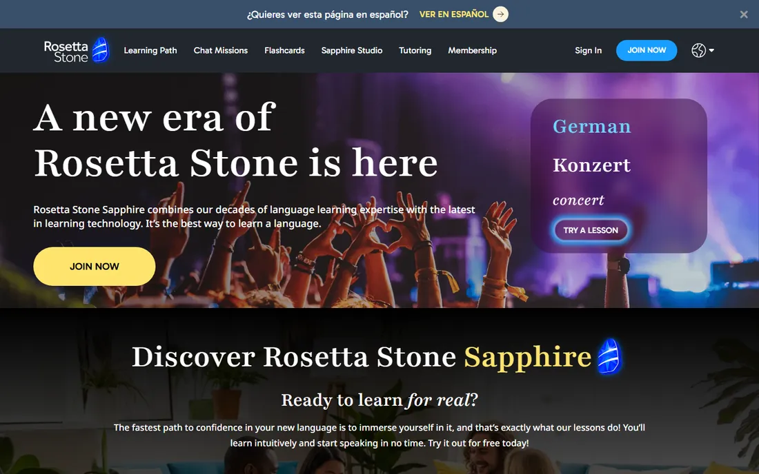 Rosetta Stone homepage