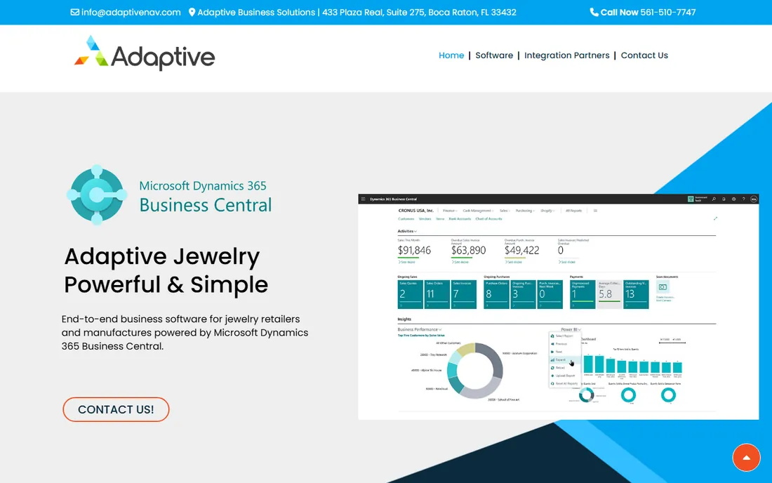 Adaptive Jewelry ERP homepage