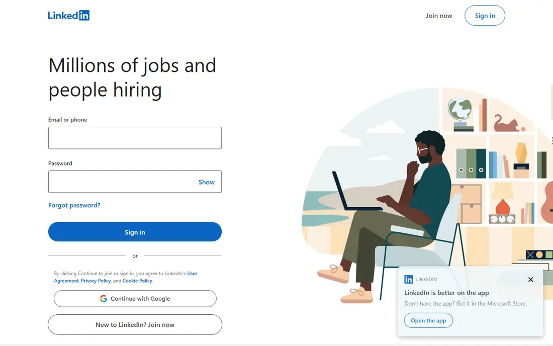 LinkedIn homepage