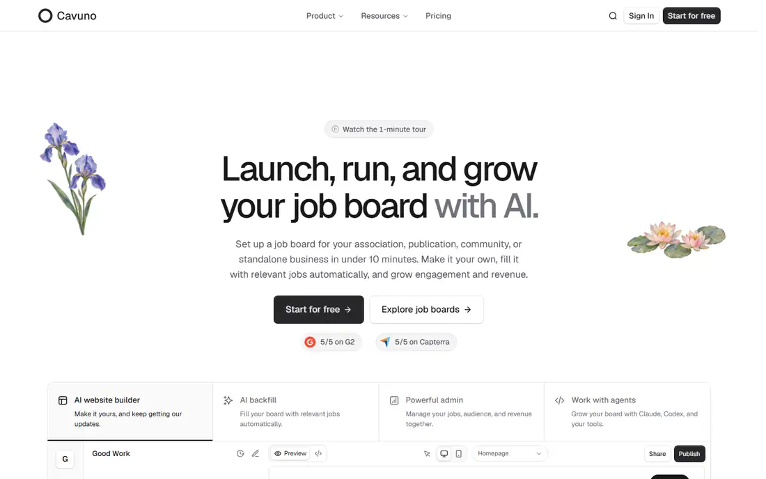 Cavuno homepage