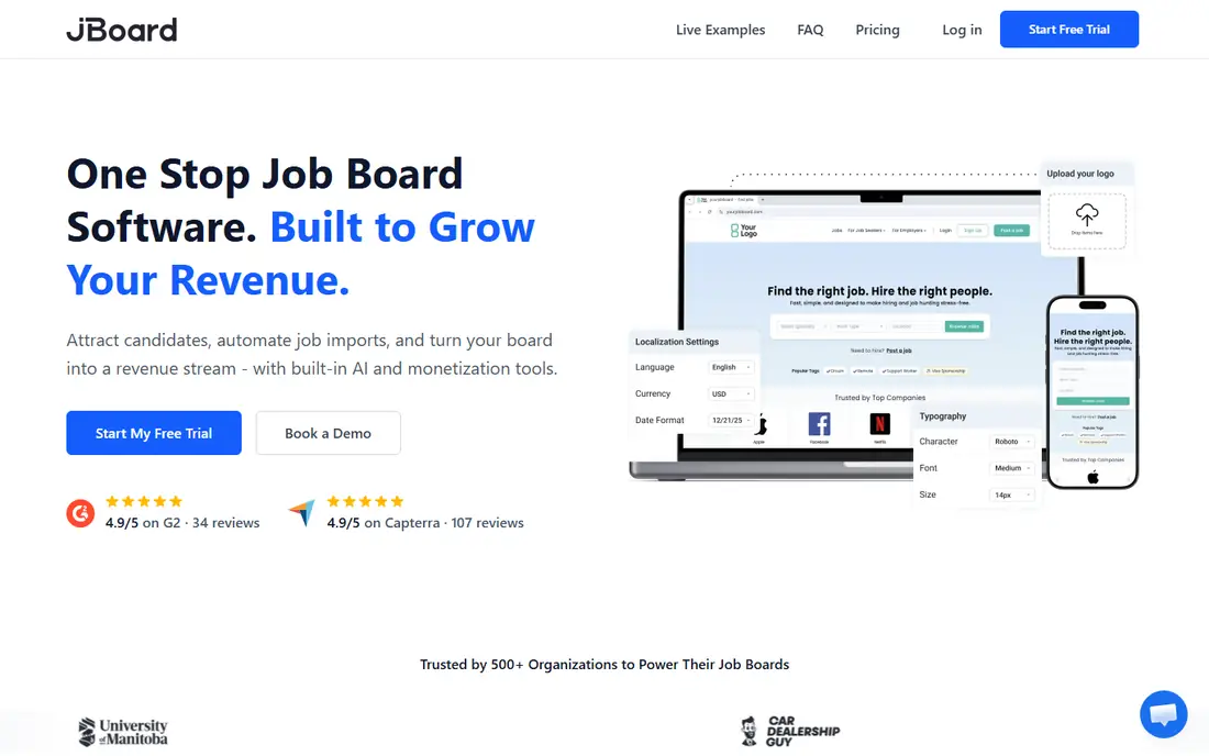 JBoard homepage