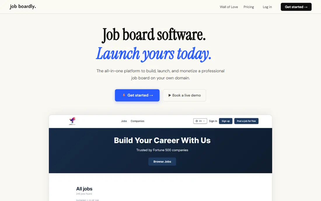 Job Boardly homepage