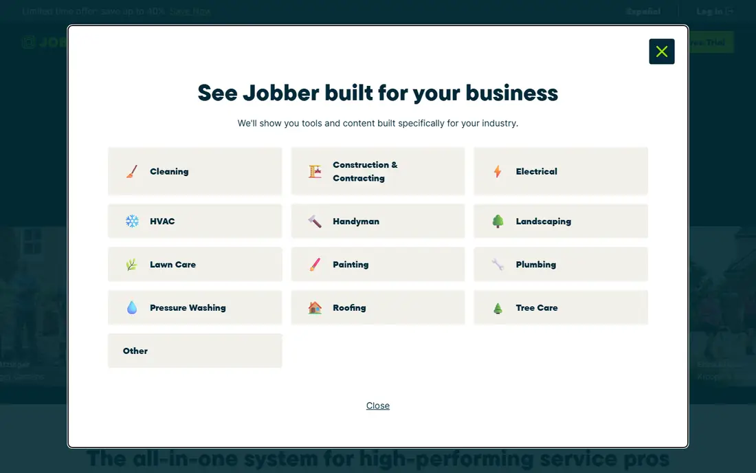 Jobber homepage