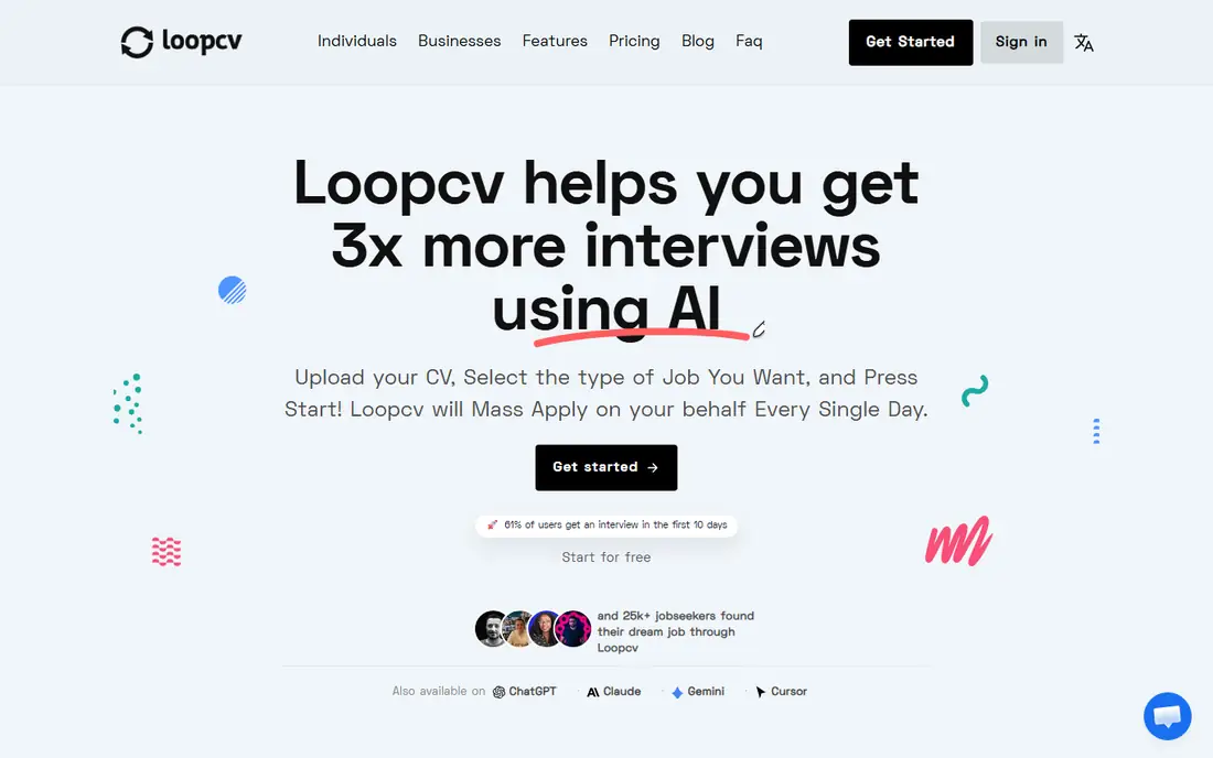 LoopCV homepage