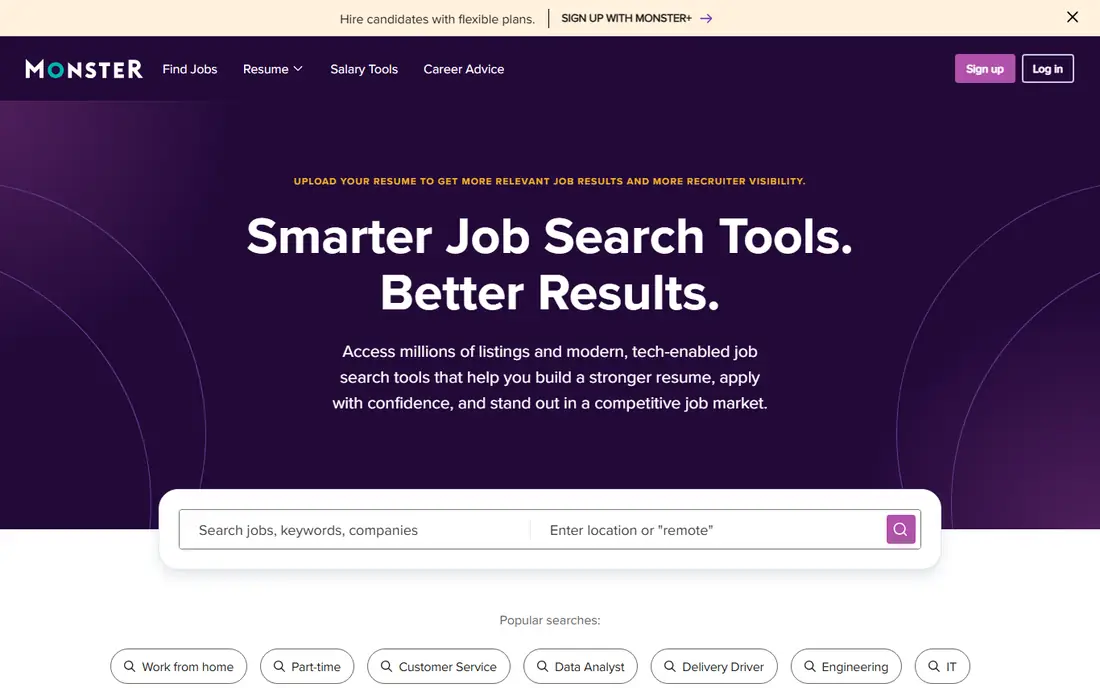 Monster homepage
