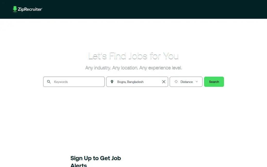ZipRecruiter homepage