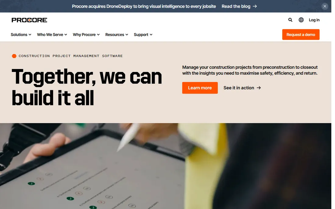 Procore homepage