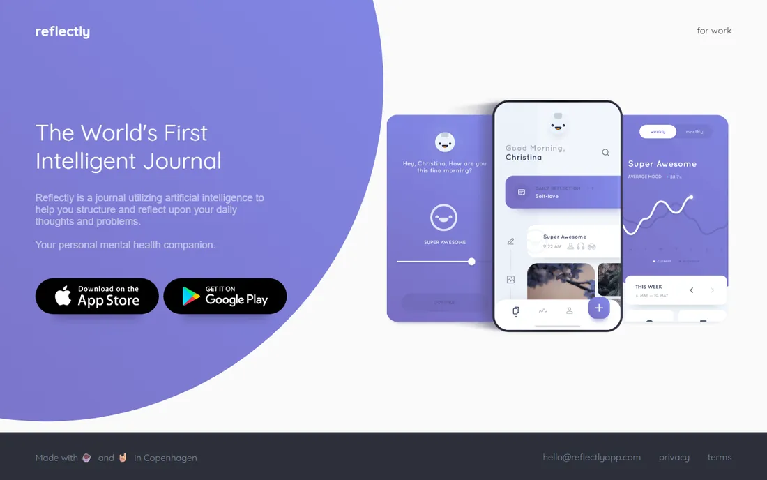 Reflectly homepage