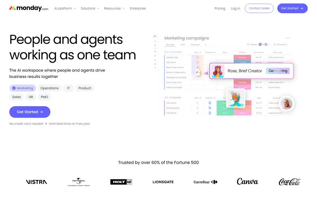 Monday homepage