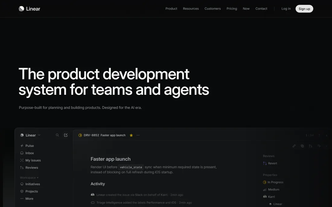 Linear homepage