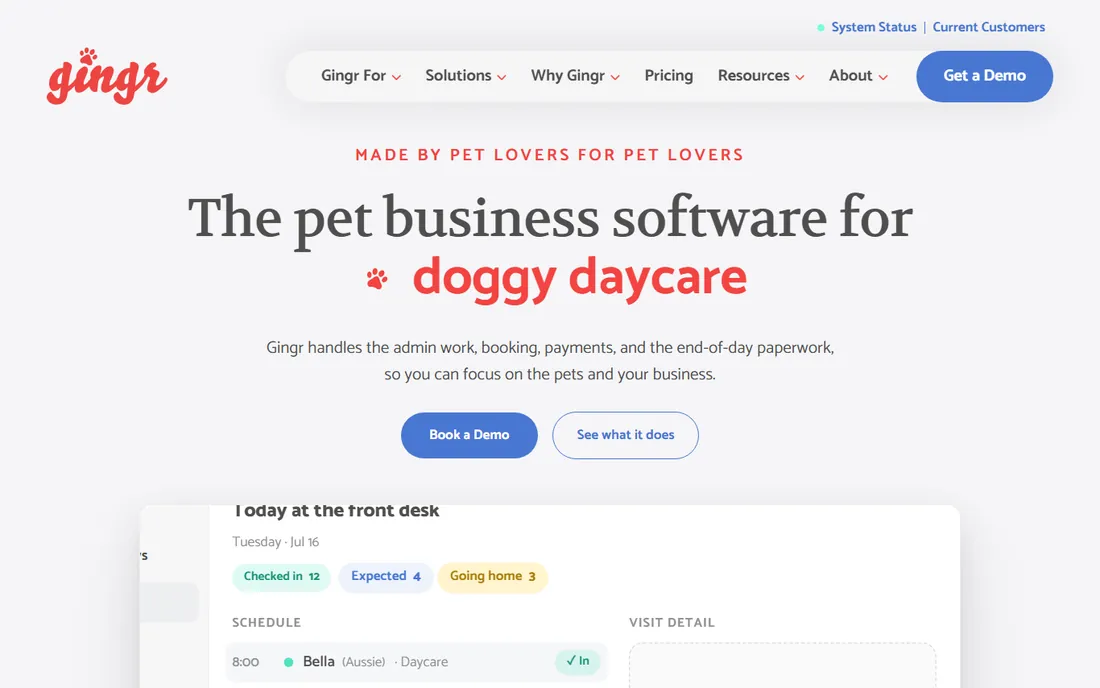 Gingr homepage
