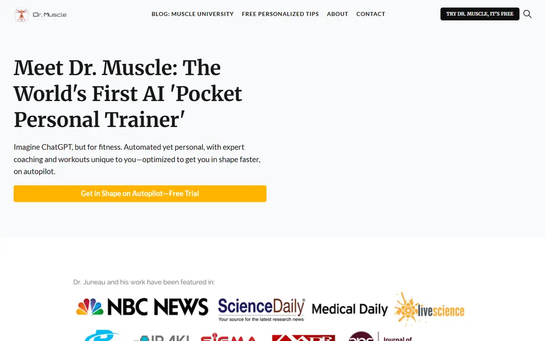 Dr Muscle homepage