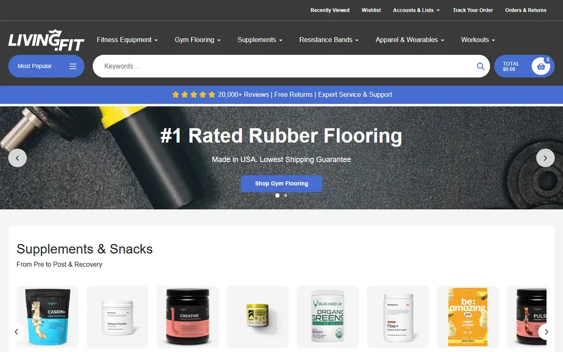 Living Fit homepage