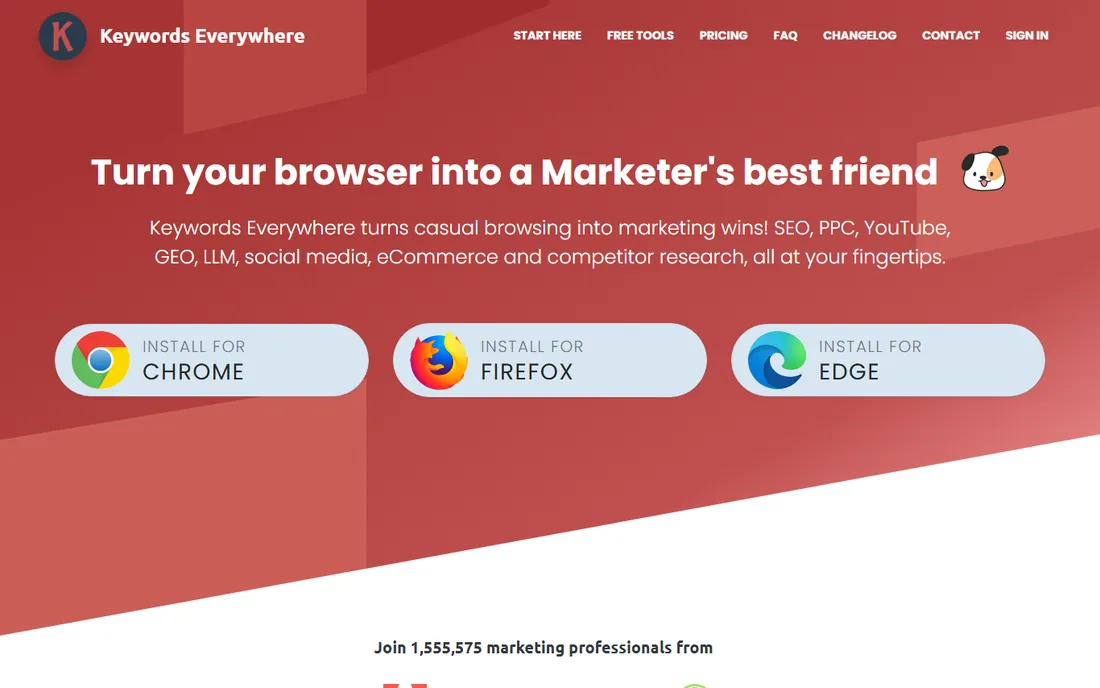 Keywords Everywhere homepage