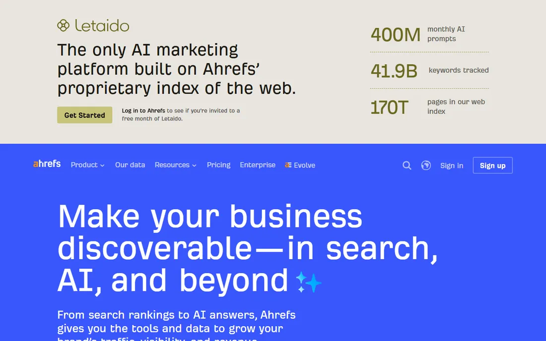 Ahrefs homepage