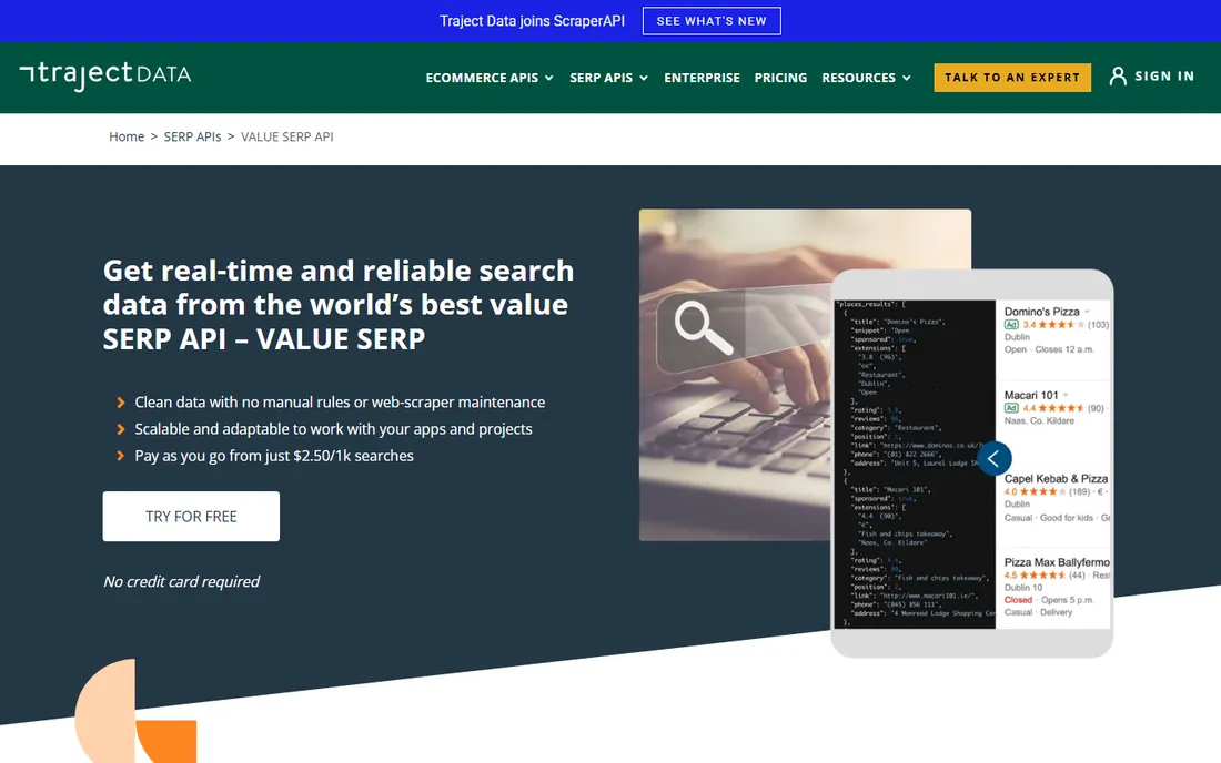 ValueSERP homepage