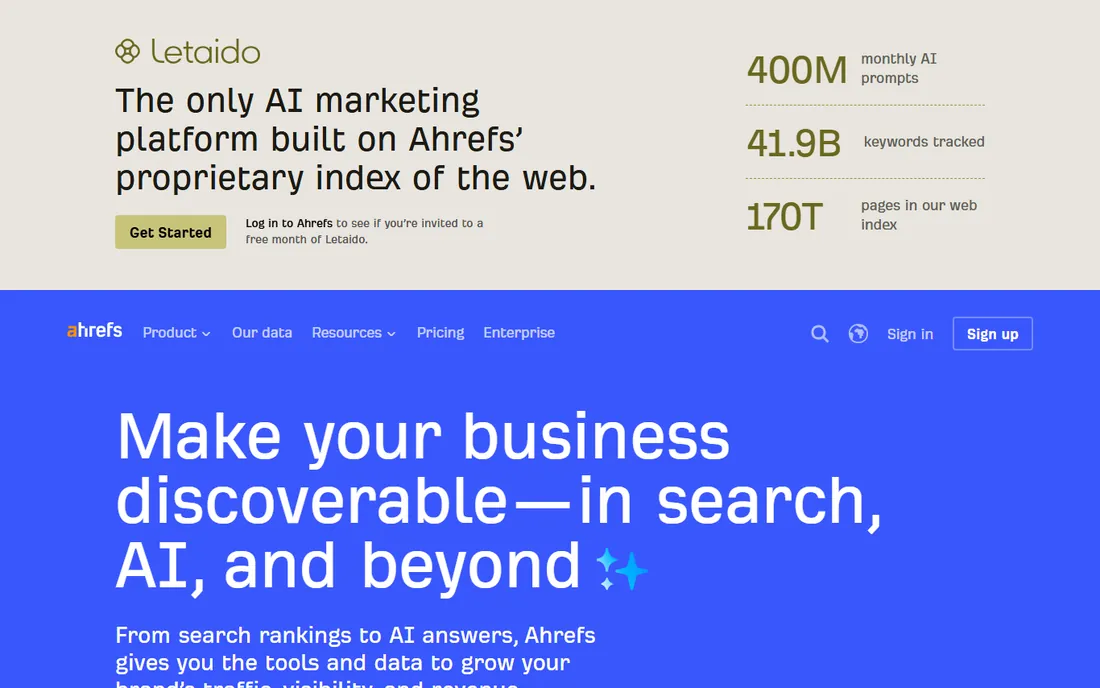 Ahrefs homepage
