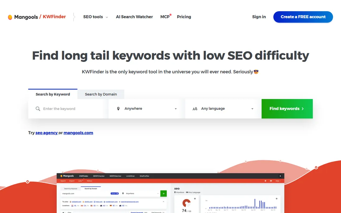 KWFinder homepage