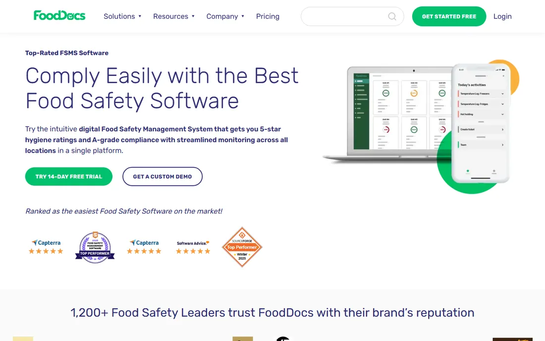 FoodDocs homepage