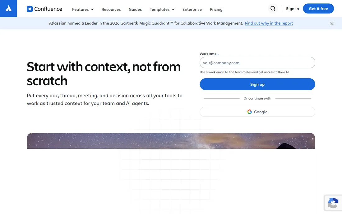 Confluence homepage