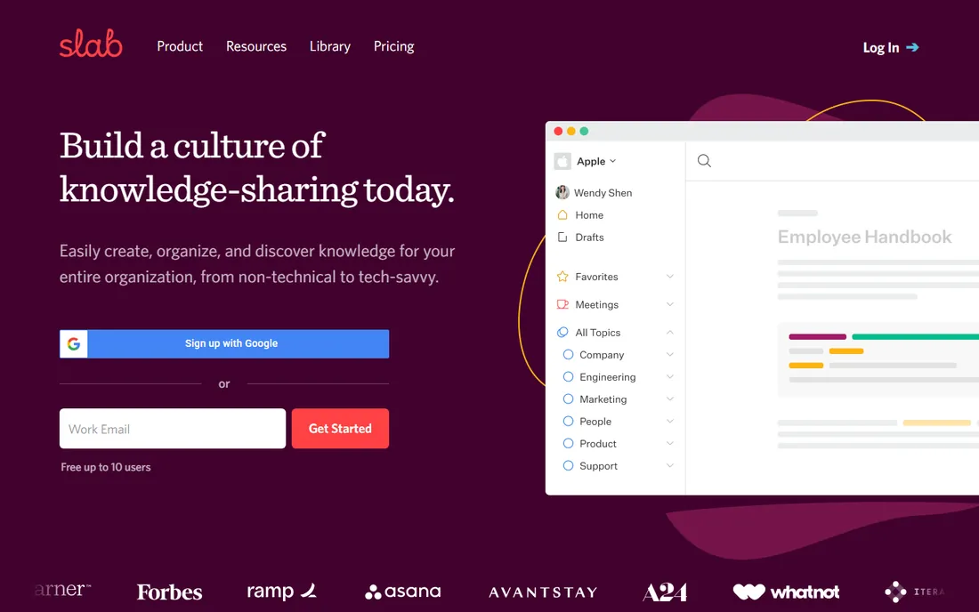 Slab homepage