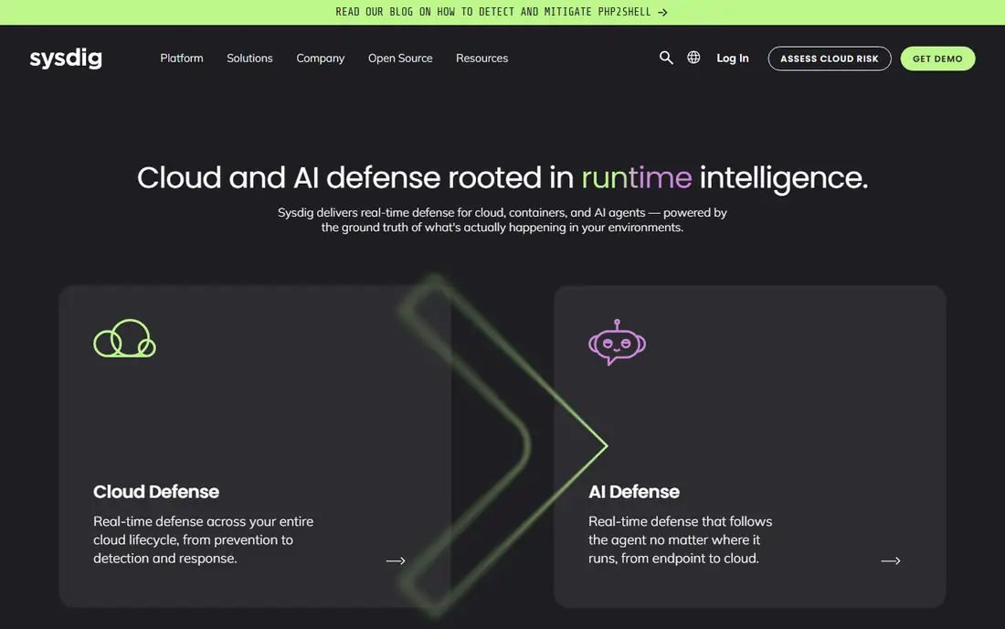 Sysdig homepage