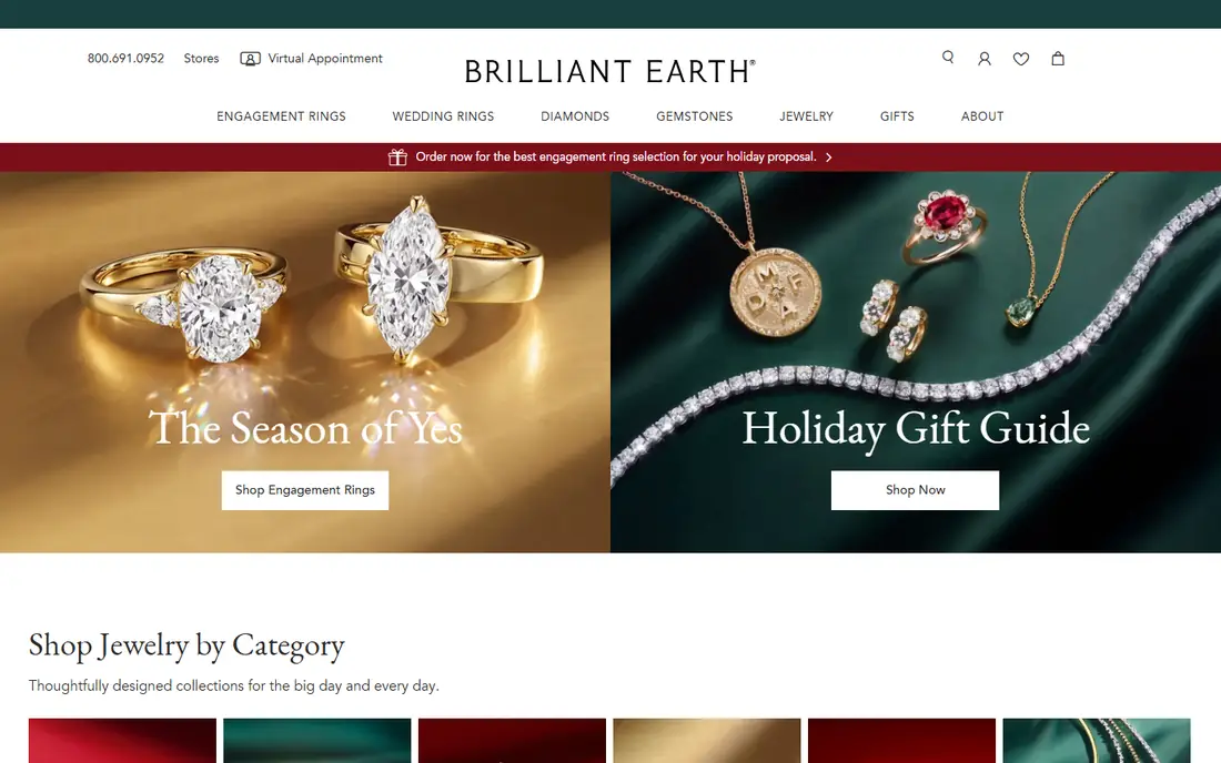 Brilliant Earth homepage