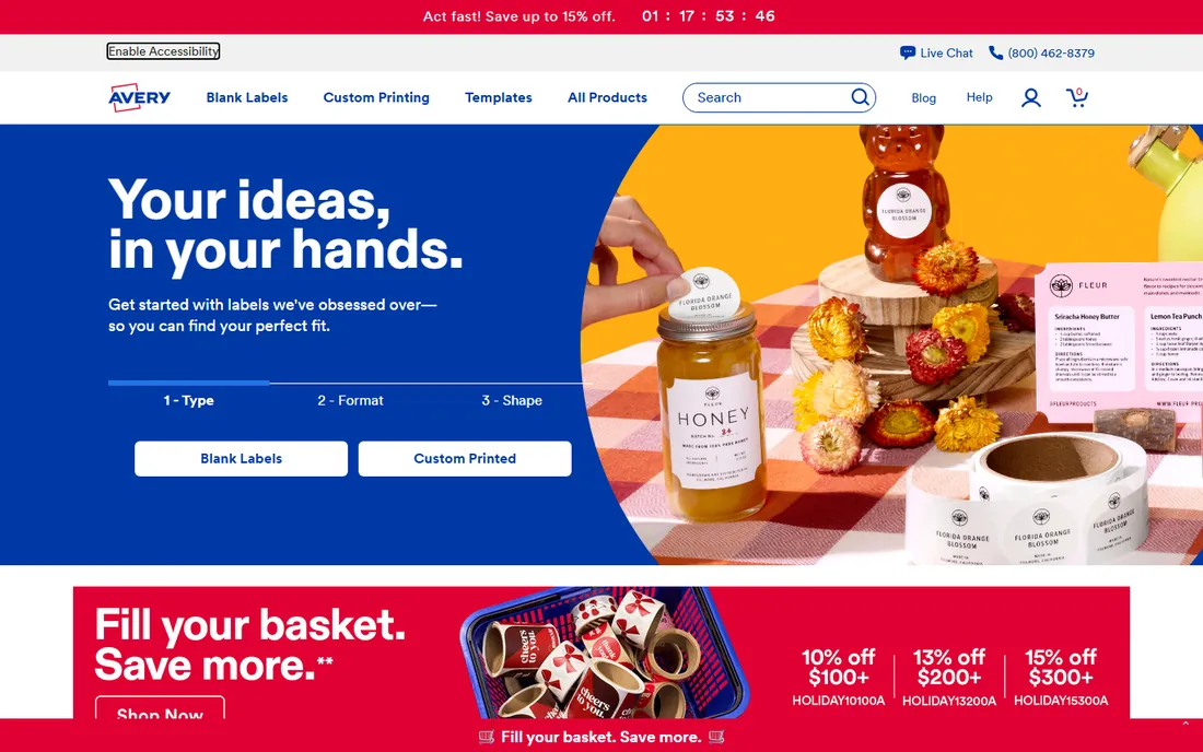 Avery Design & Print homepage