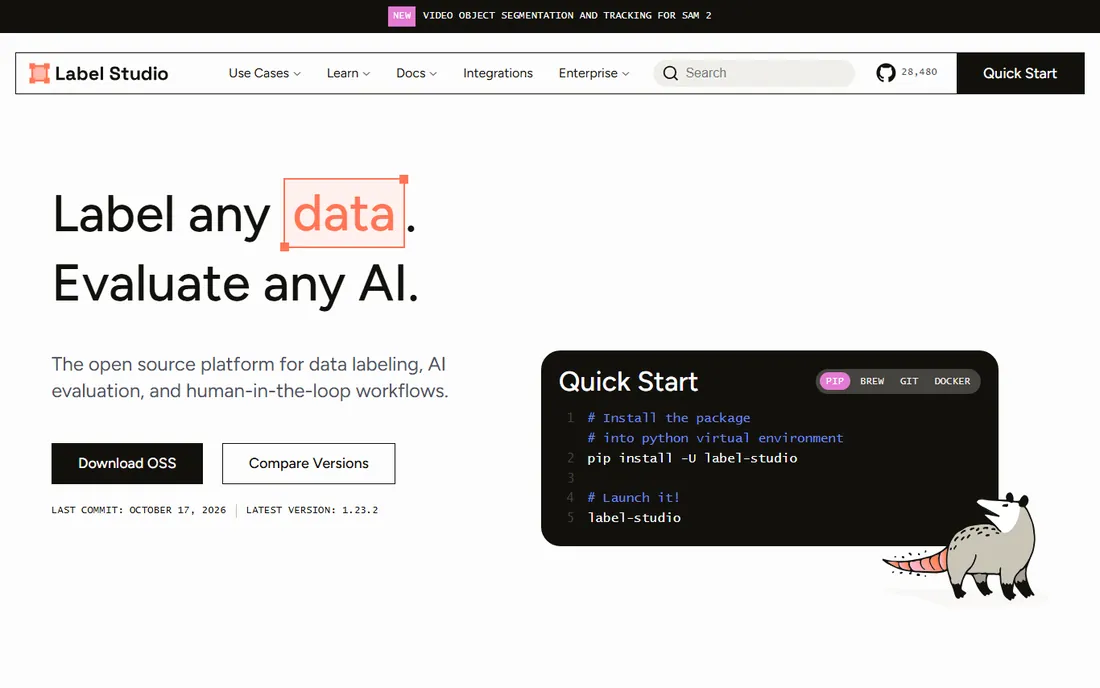 Label Studio homepage