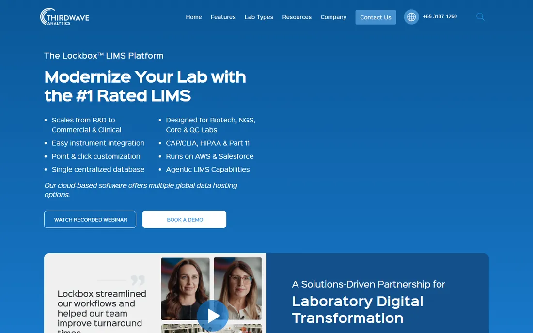 Lockbox LIMS homepage