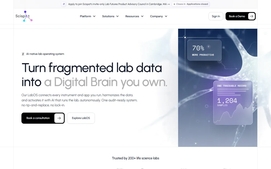 Scispot homepage