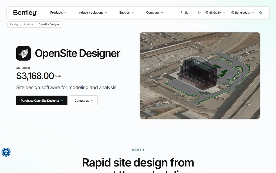 Bentley OpenSite Designer homepage