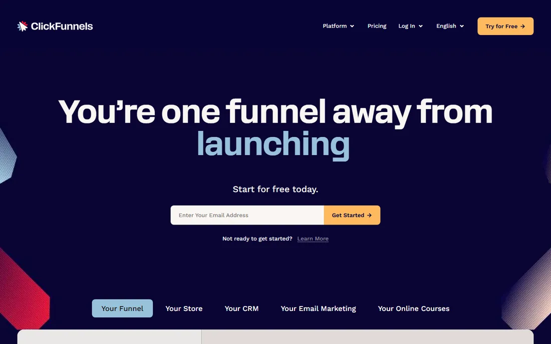 ClickFunnels homepage