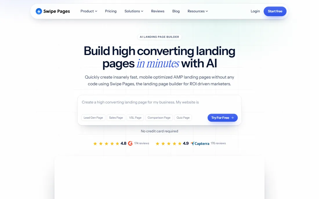 Swipe Pages homepage