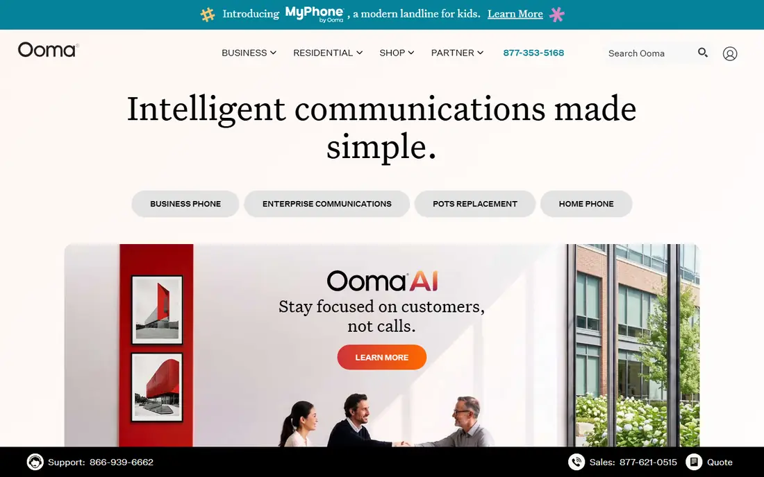 Ooma Telo homepage