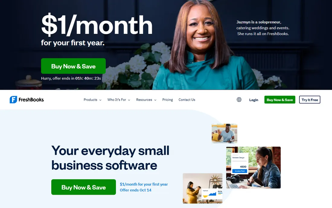 FreshBooks homepage