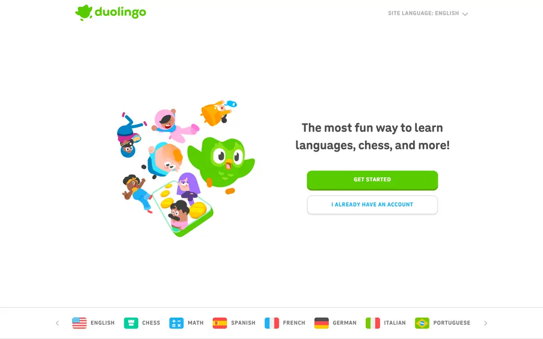 Duolingo ABC homepage