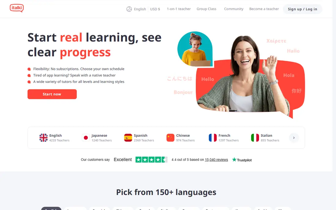 italki homepage