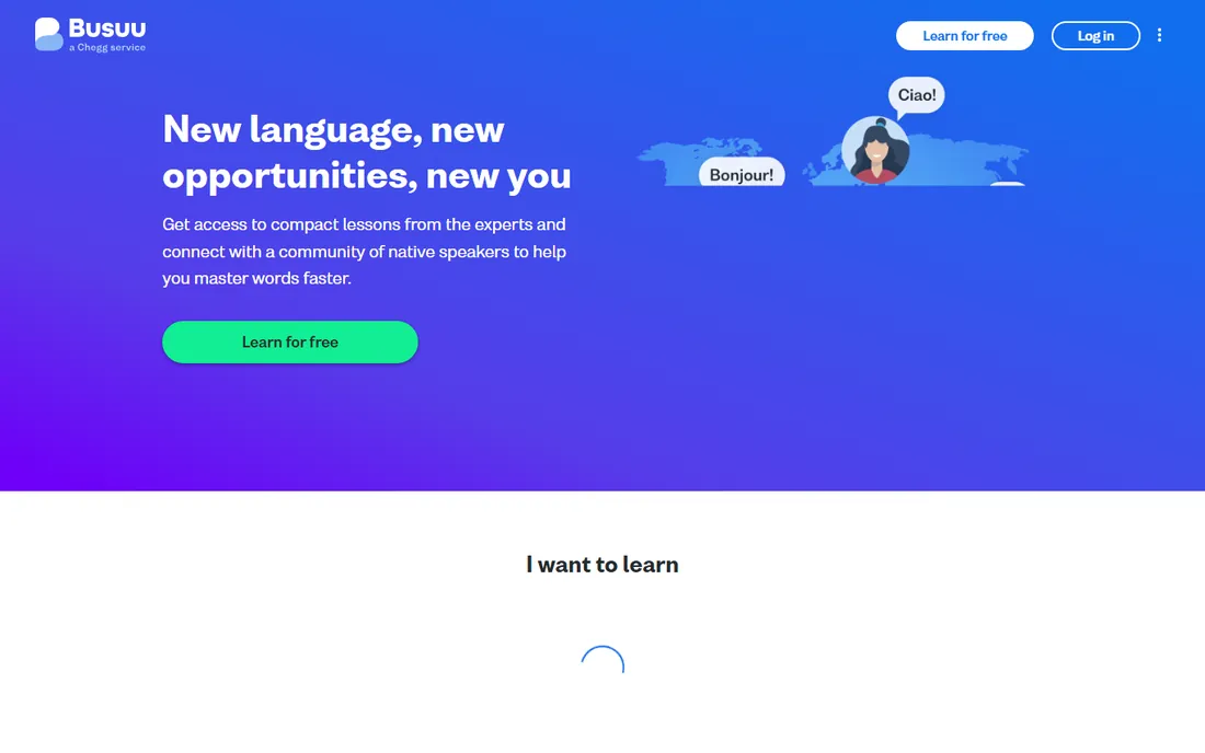 Busuu homepage