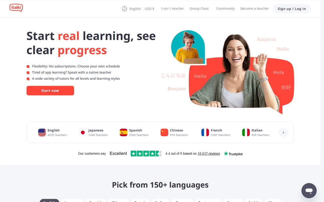 italki homepage