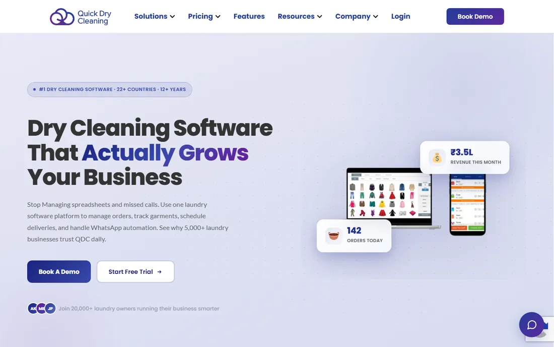 Quick Dry Cleaning Software homepage