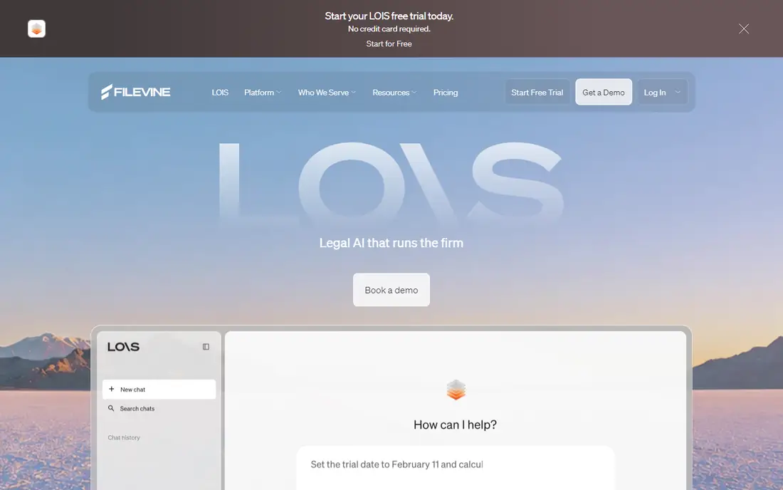 Filevine homepage