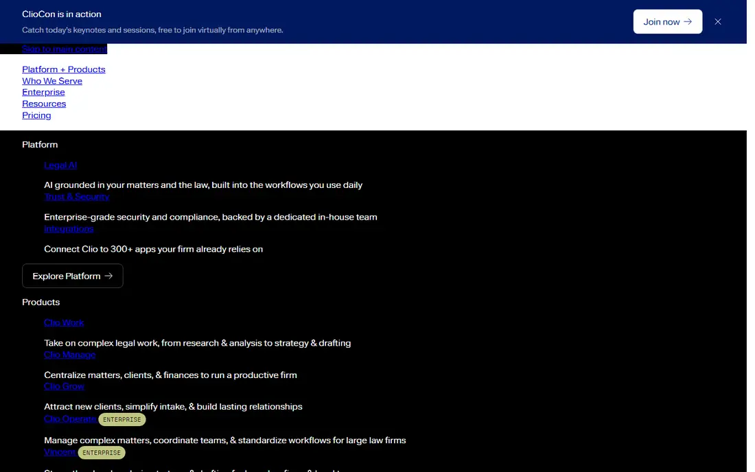 Clio homepage