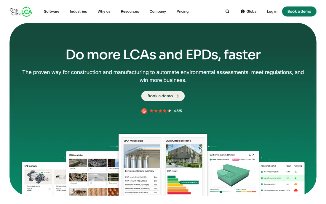 One Click LCA homepage