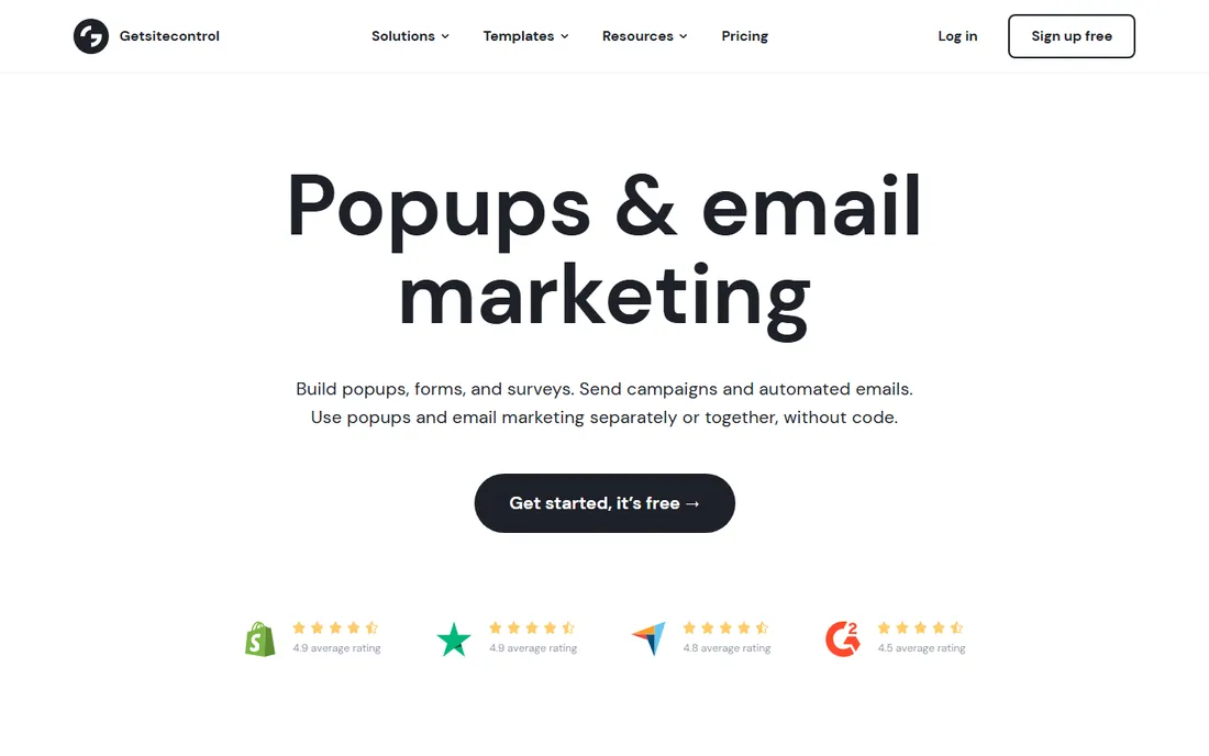 Getsitecontrol homepage