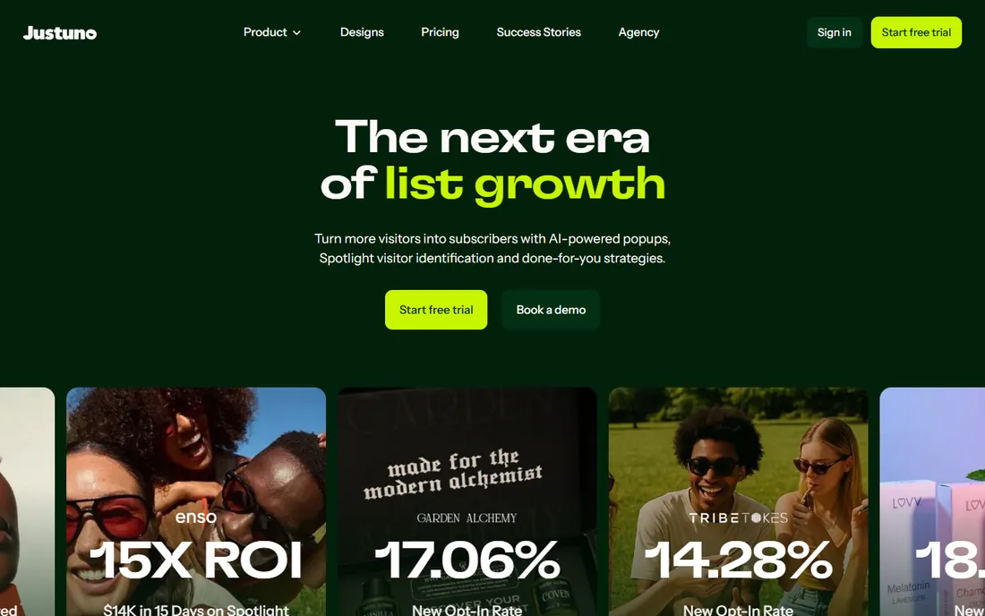 Justuno homepage