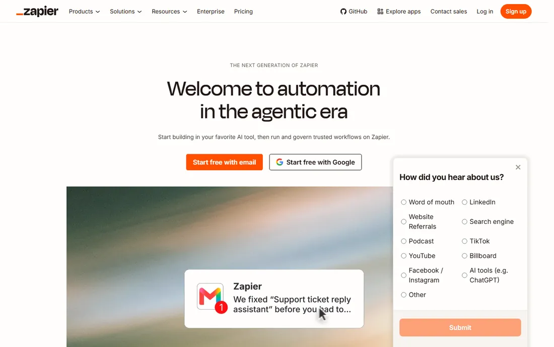 Zapier homepage